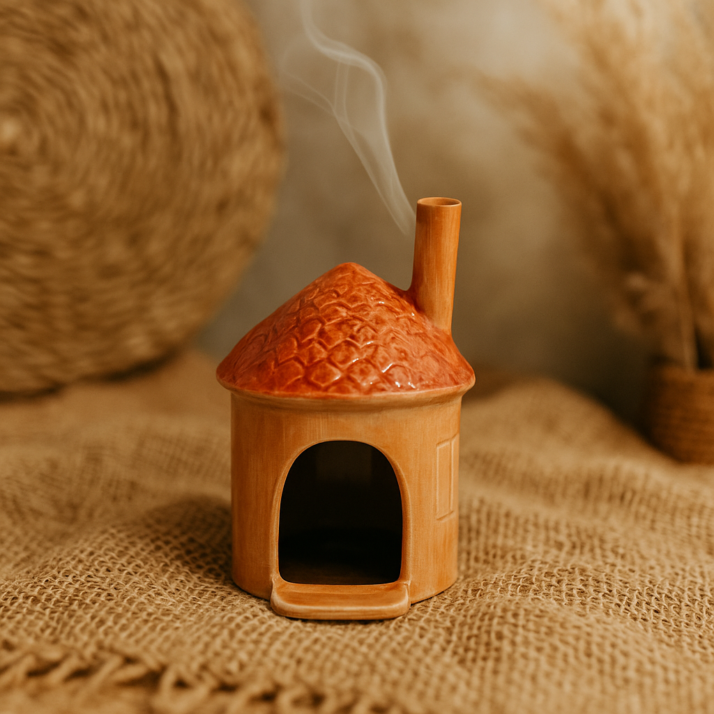 🍄 Ceramic Mushroom House Backflow Incense Burner