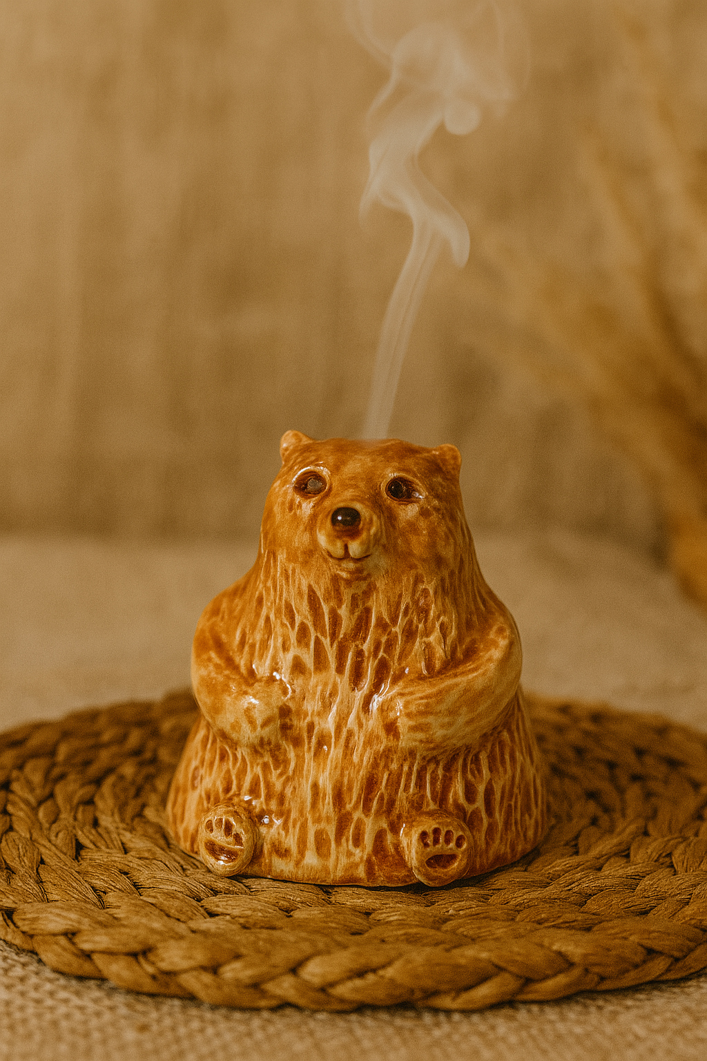 🧸 Ceramic Bear Backflow Incense Burner