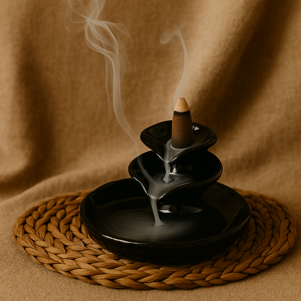 🖤 Black Waterfall-Shaped Backflow Incense Burner