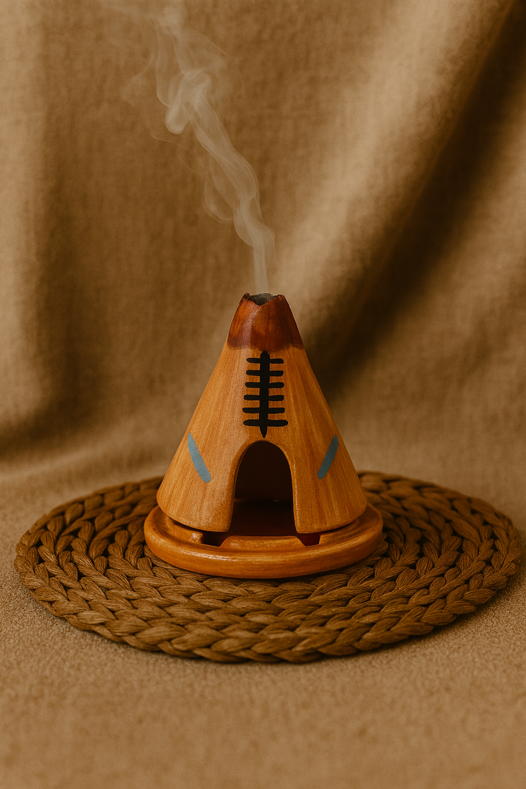 🏕️ Ceramic Native American Tent Backflow Incense Burner